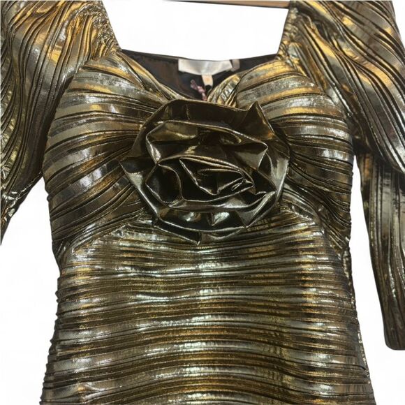 NWT LoveShackFancy Gold Mini Dress 6 - Picture 3 of 12